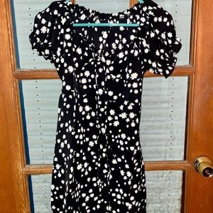 Black mini floral print dress
